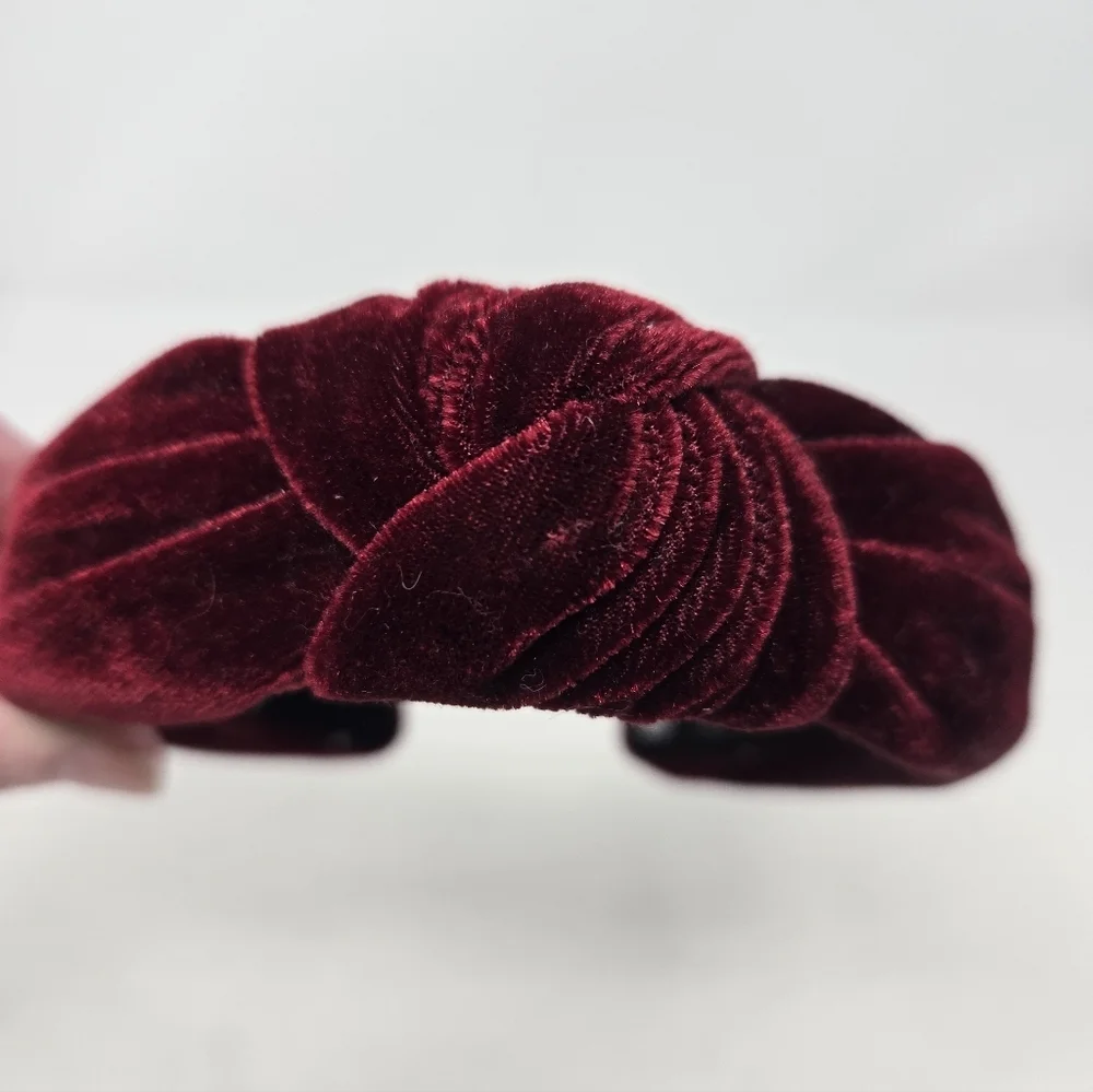 LELE SADOUGHI MAROON OXBLOOD VELVET HEADBAND TOP KNOT HAIR ACCESSORY WOMEN OS